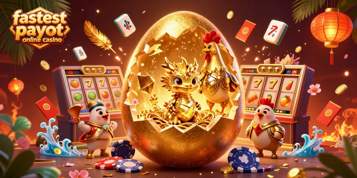 Experience thrilling action at the fastest payout online casino with vibrant 3D golden dragon and poker chips.